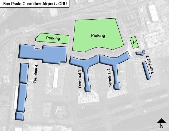 Сао Паоло guarulhos меѓународниот аеродром терминал мапа